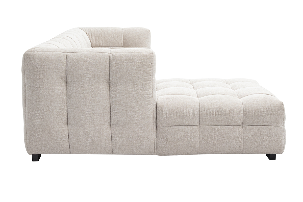 Divano ad angolo sinistro design 3 posti in tessuto effetto velluto testurizzato beige CORTO