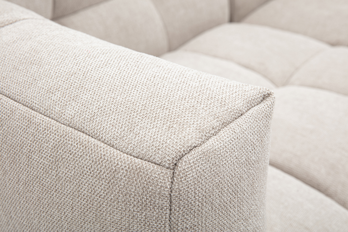Divano ad angolo sinistro design 3 posti in tessuto effetto velluto testurizzato beige CORTO