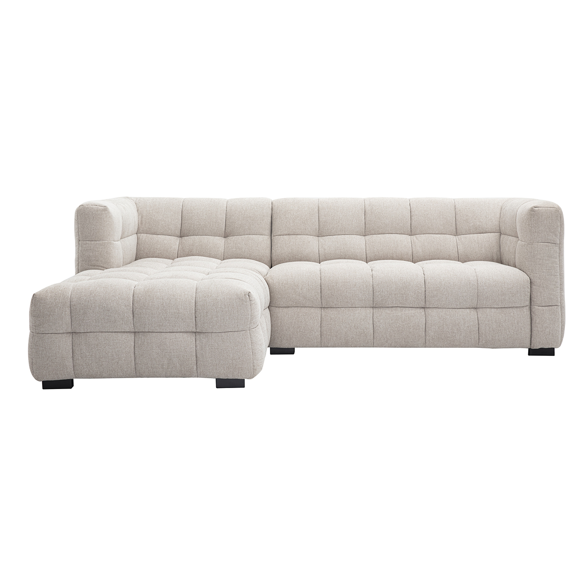 Divano ad angolo sinistro design 3 posti in tessuto effetto velluto testurizzato beige CORTO