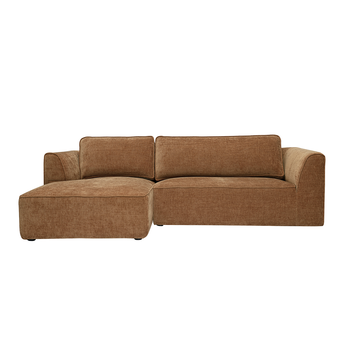 Divano ad angolo sinistro design in tessuto effetto velluto testurizzato terra bruciata 3 posti GRAMMY