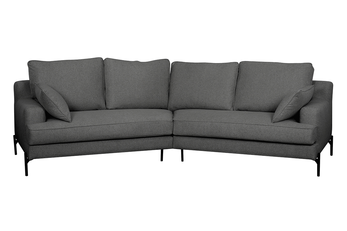 Divano angolare 5 posti grigio antracite base metallo nero PUCHKINE