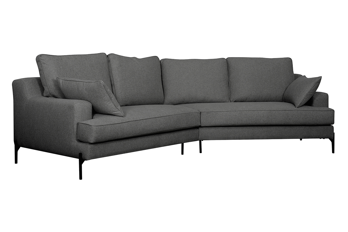 Divano angolare 5 posti grigio antracite base metallo nero PUCHKINE