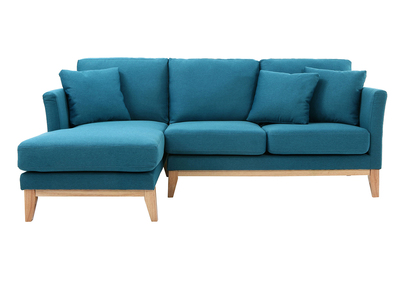 Divano angolare a sinistra scandinavo Blu anatra sfoderabile OSLO