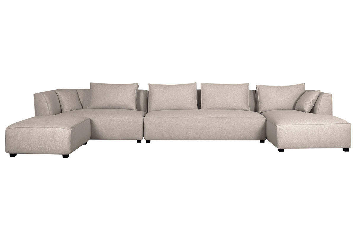 Divano angolare componibile 4 elementi beige PLURIEL