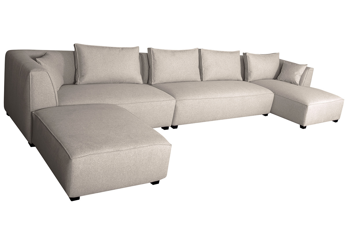 Divano angolare componibile 4 elementi beige PLURIEL