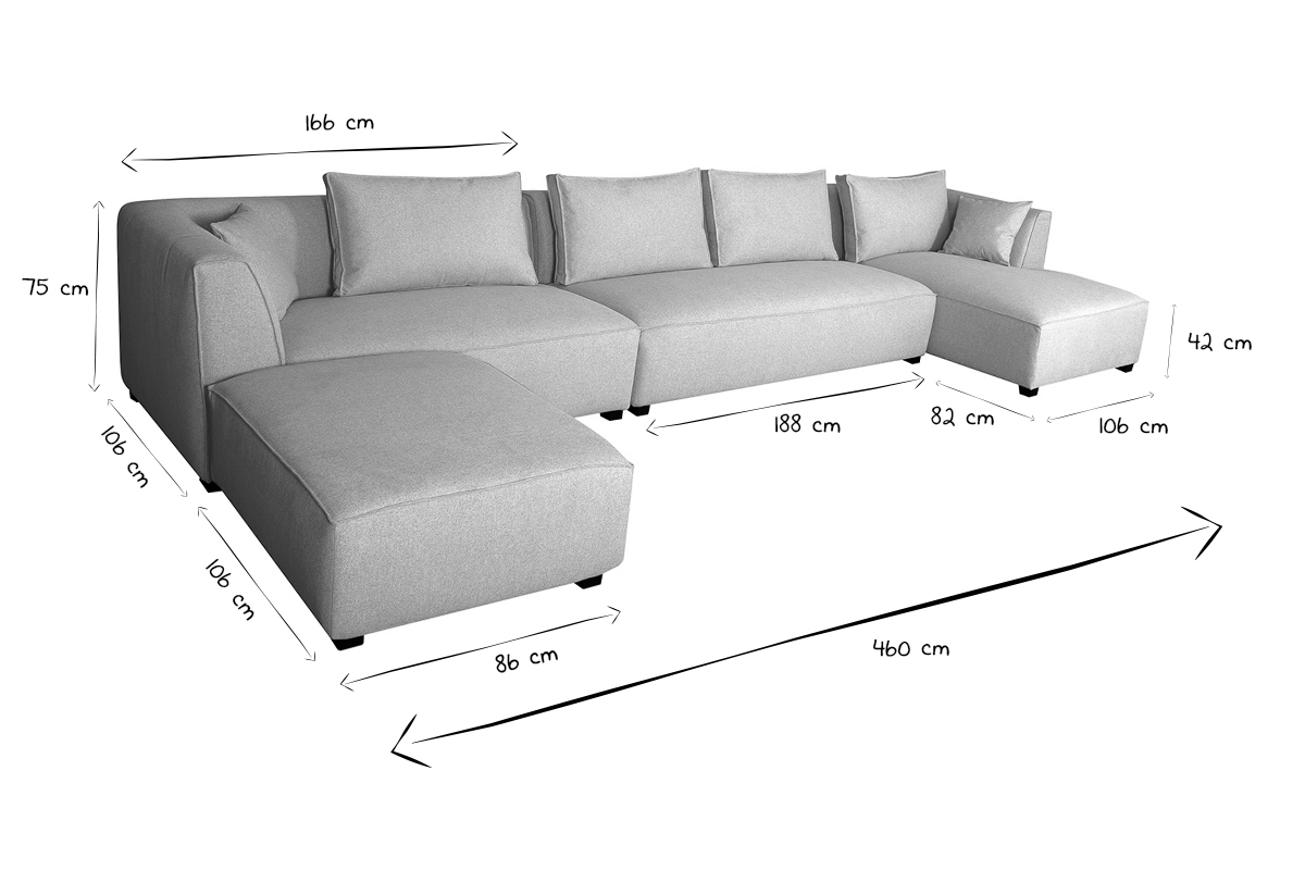 Divano angolare componibile 4 elementi beige PLURIEL