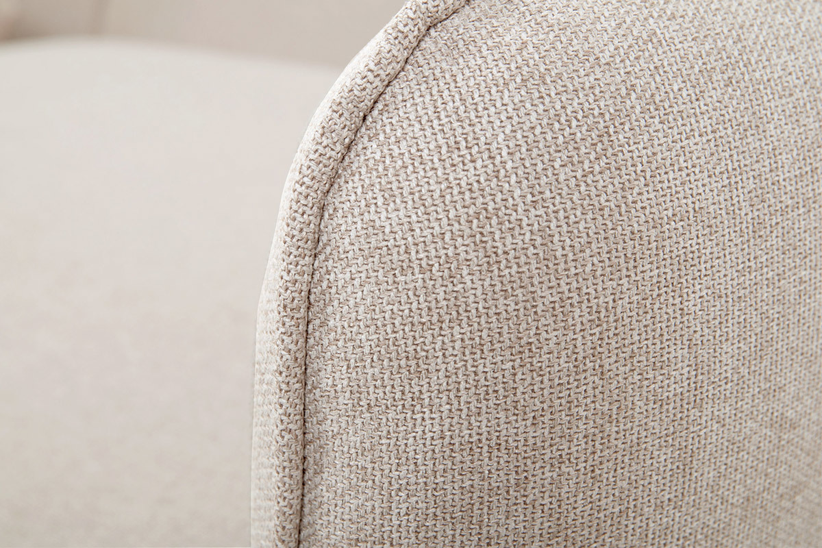 Divano angolare convertibile reversibile con contenitore 3-4 posti in tessuto beige e legno chiaro DRISS