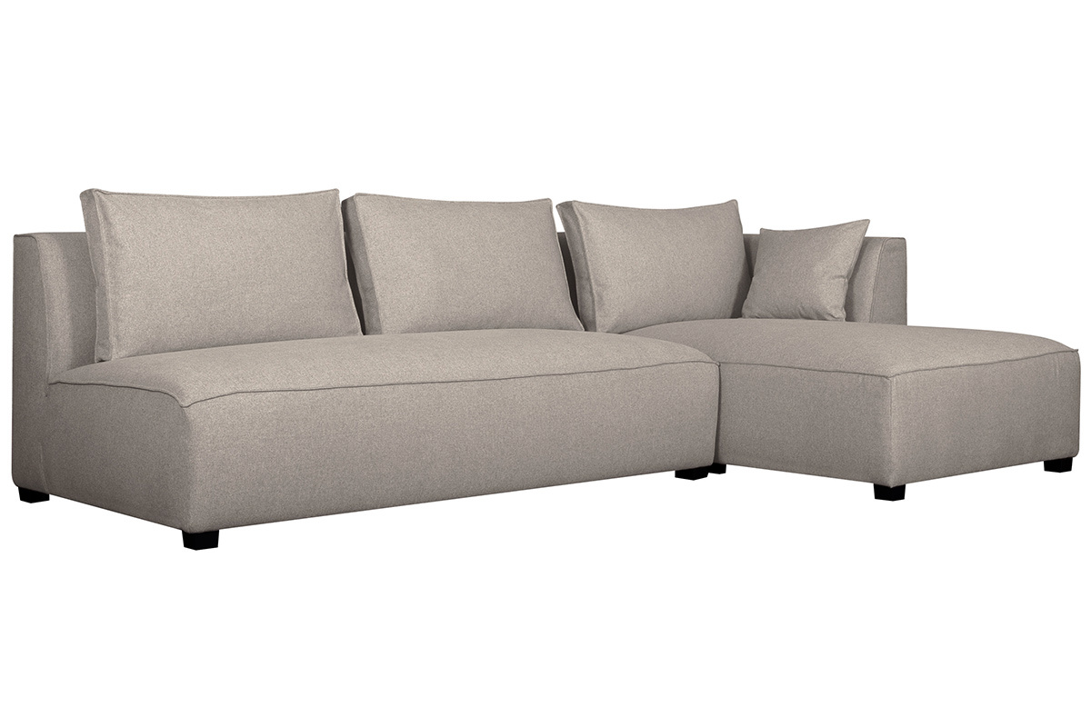 Divano angolare destro componibile con poltrona 2 posti beige PLURIEL