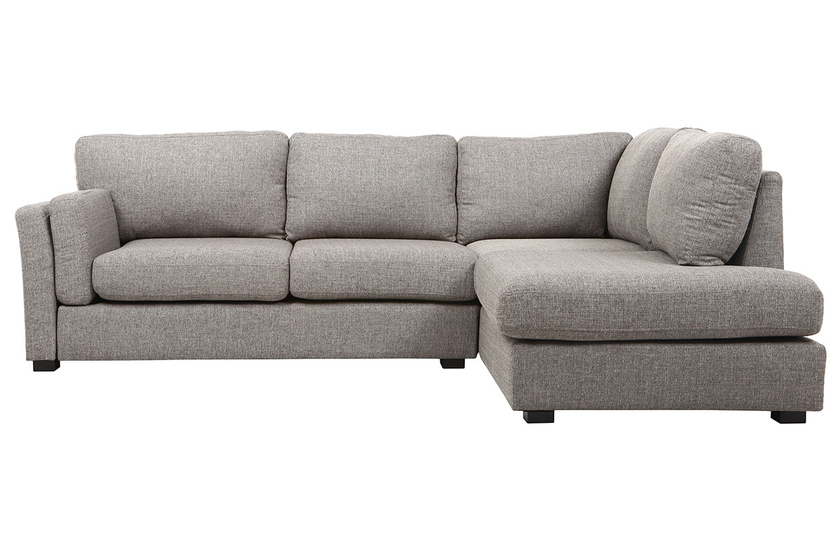 Divano angolare destro design 5 posti tessuto grigio MILORD