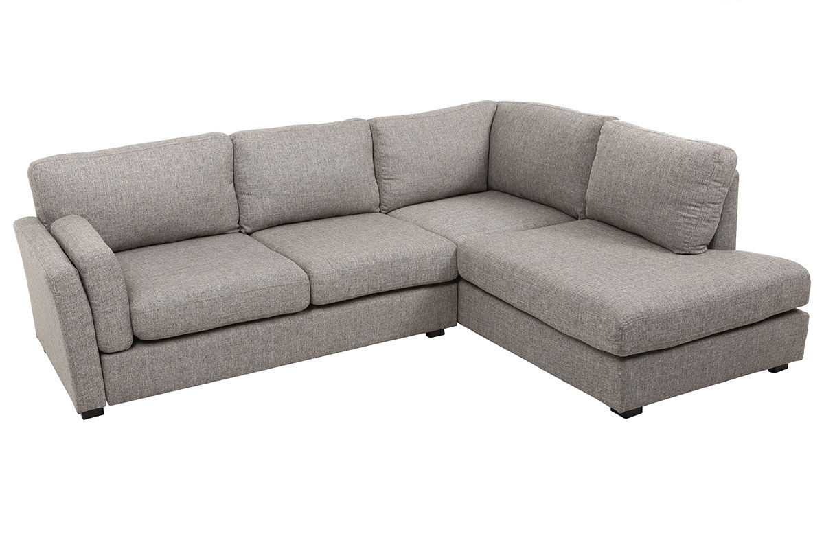 Divano angolare destro design 5 posti tessuto grigio MILORD