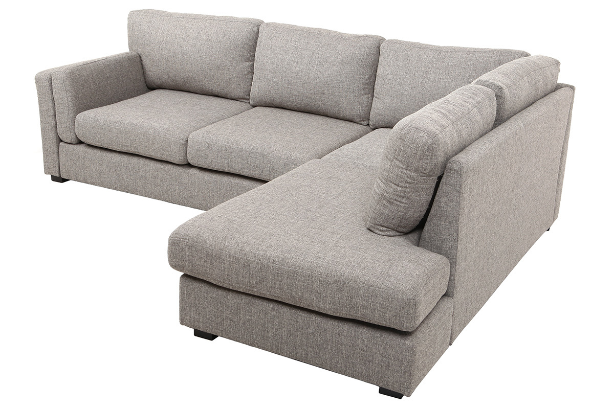 Divano angolare destro design 5 posti tessuto grigio MILORD
