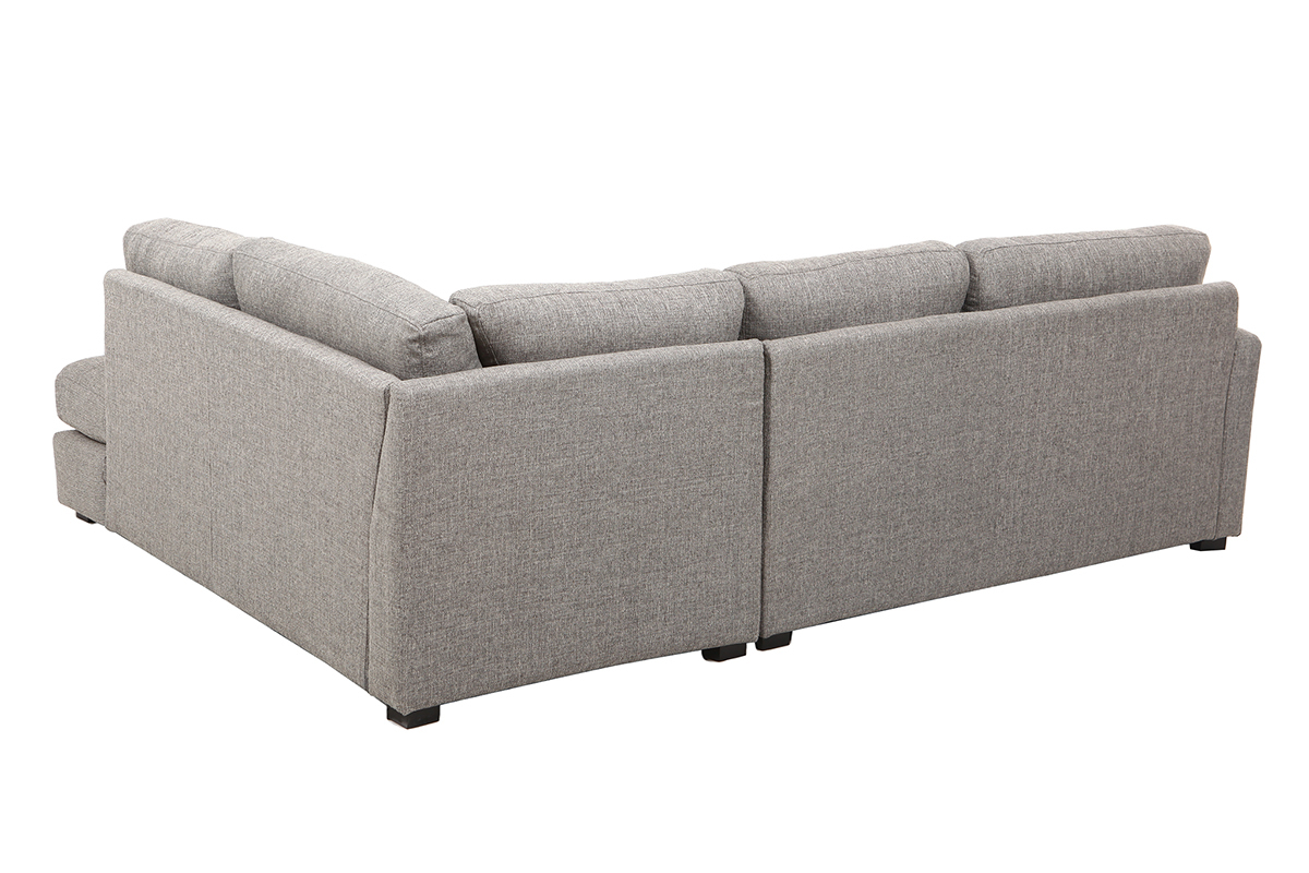 Divano angolare destro design 5 posti tessuto grigio MILORD