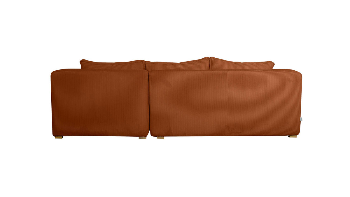 Divano angolare destro design in tessuto velluto a coste color terracotta 3-4 posti PANAM