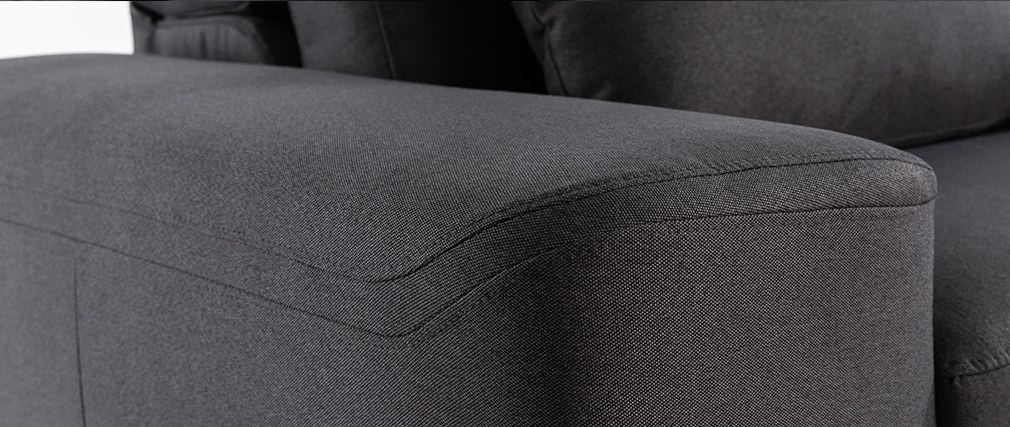 Divano angolare destro di design in tessuto grigio scuro con schienale regolabile KONRAD