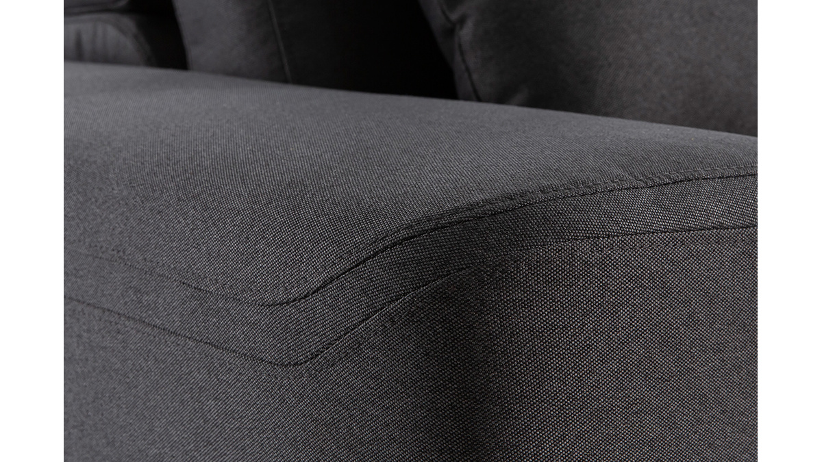 Divano angolare destro di design in tessuto grigio scuro con schienale regolabile KONRAD