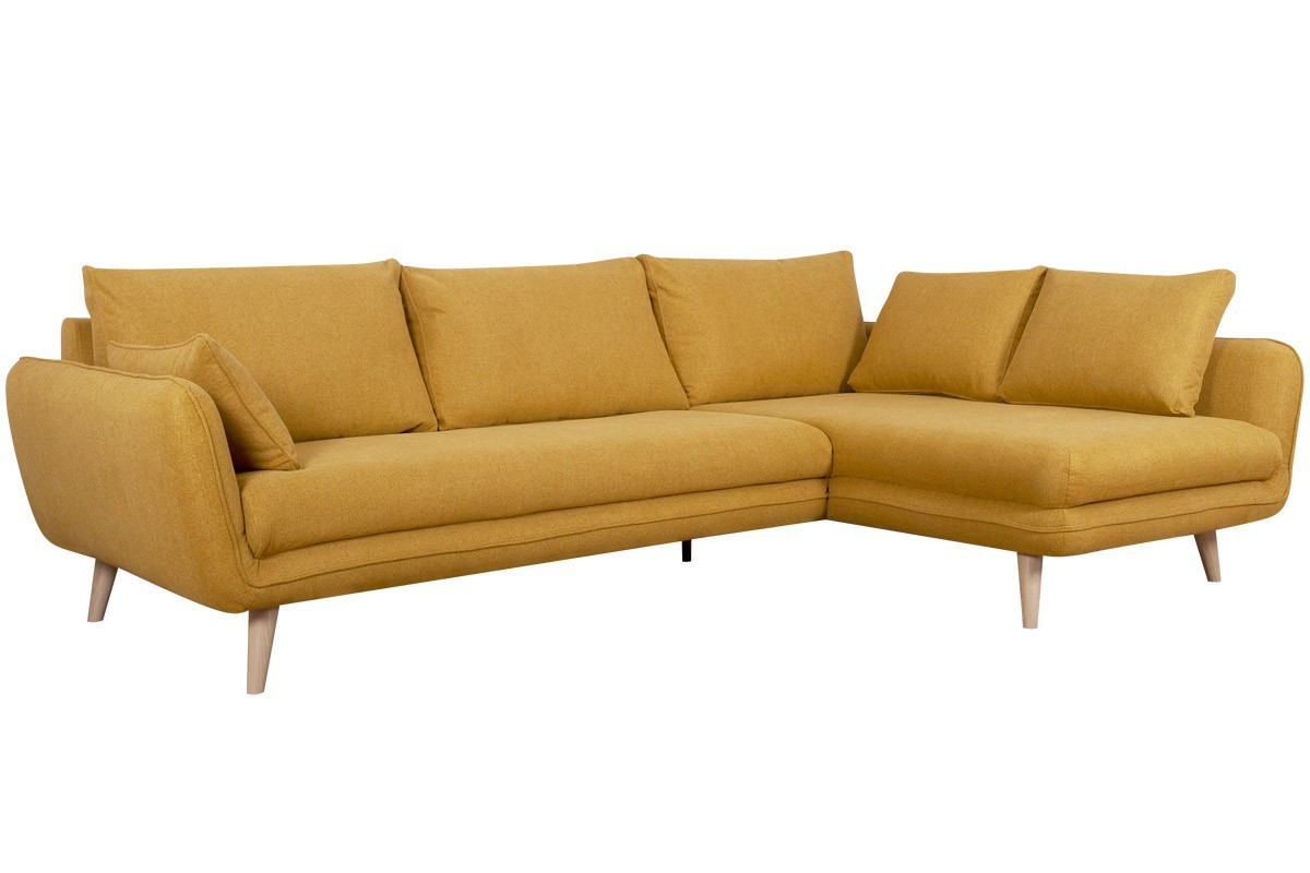 Divano angolare destro scandinavo 5 posti giallo cumino CREEP