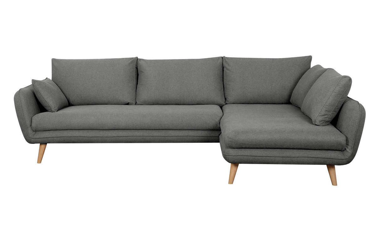 Divano angolare destro scandinavo 5 posti grigio antracite CREEP