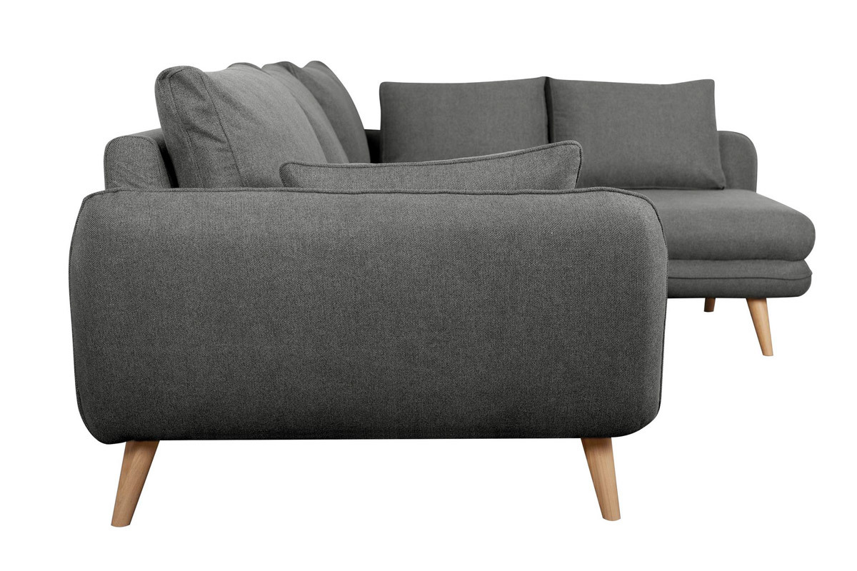 Divano angolare destro scandinavo 5 posti grigio antracite CREEP
