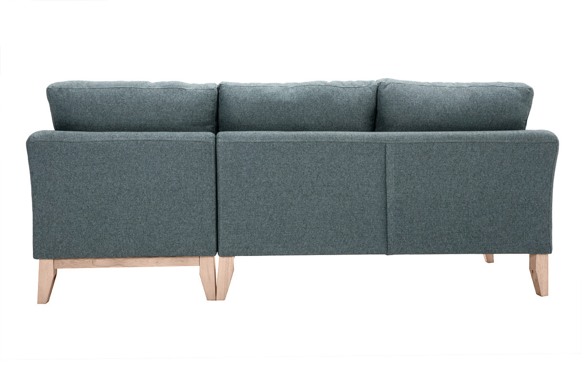 Divano angolare destro sfoderabile scandinavo 4 posti in tessuto grigio-verde e legno chiaro OSLO