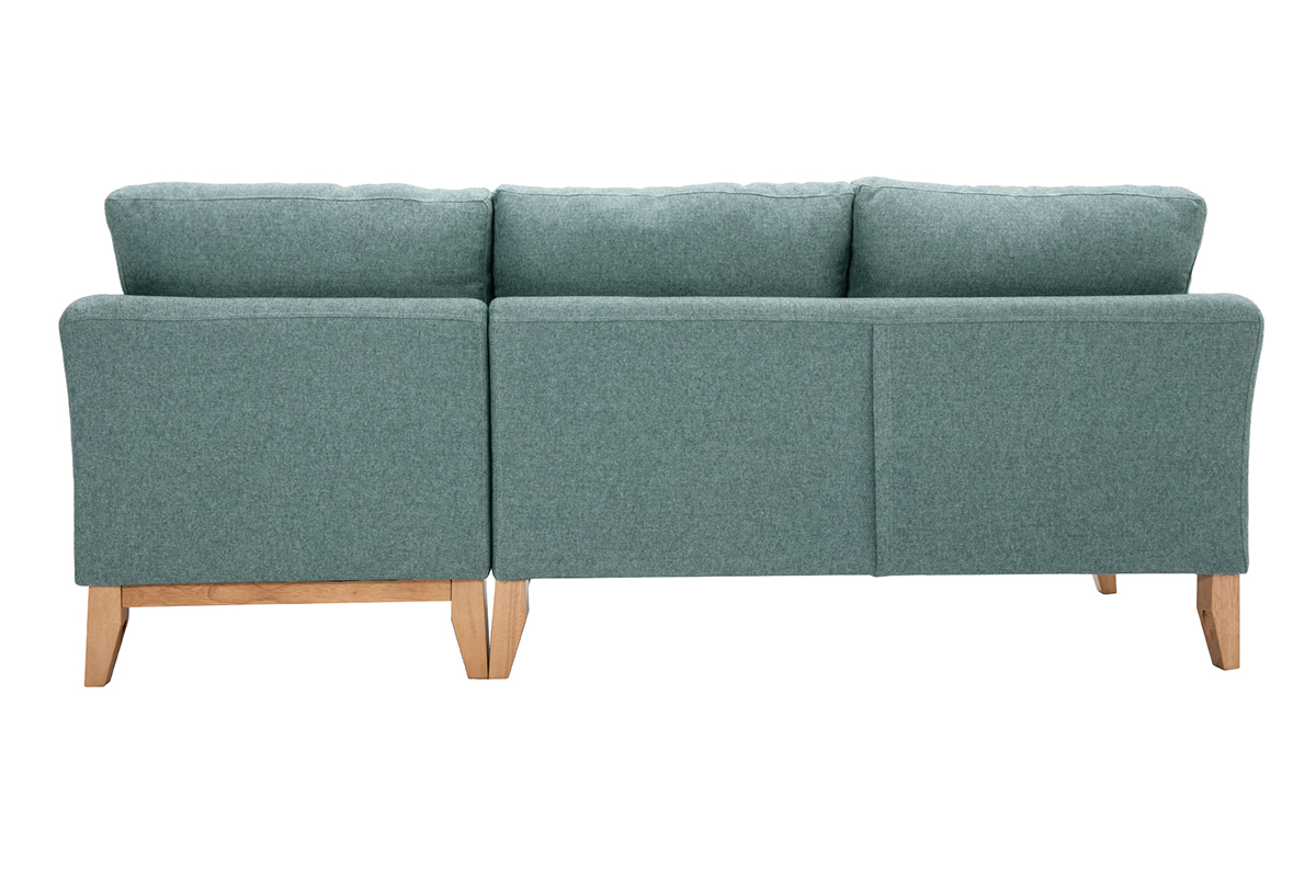 Divano angolare destro sfoderabile scandinavo 4 posti in tessuto grigio-verde e legno chiaro OSLO