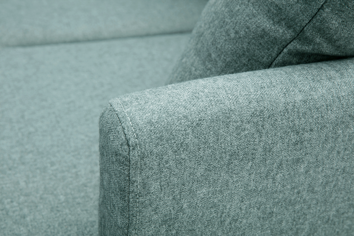 Divano angolare destro sfoderabile scandinavo 4 posti in tessuto grigio-verde e legno chiaro OSLO