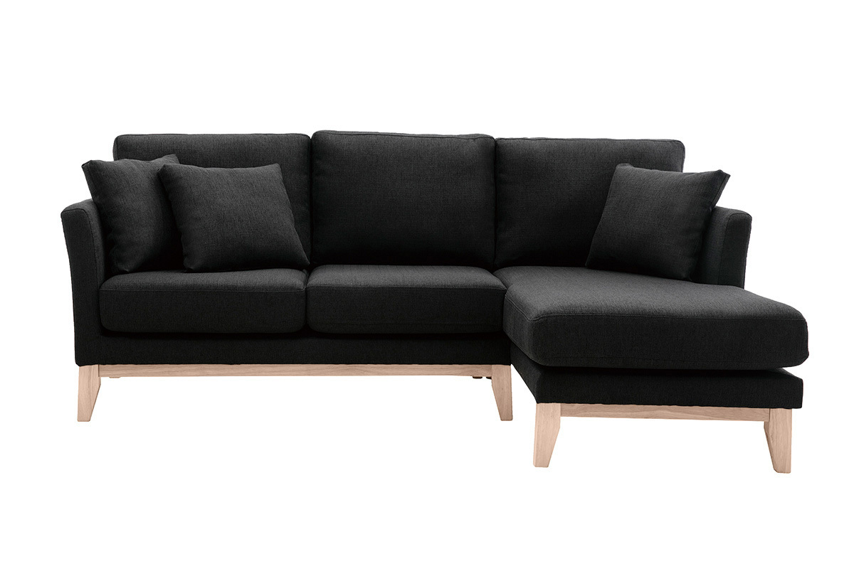 Divano angolare dritto scandinave in tessuto Grigio scuro sfoderabile OSLO