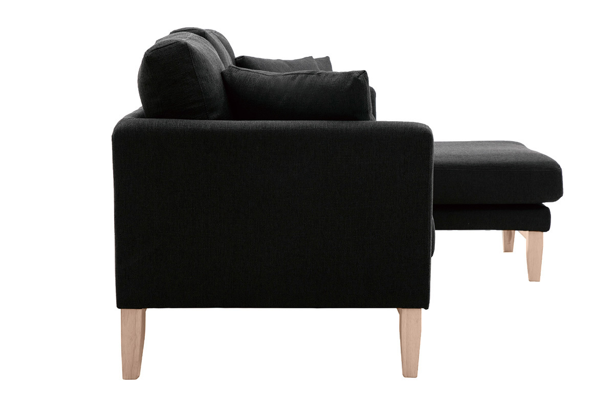 Divano angolare dritto scandinave in tessuto Grigio scuro sfoderabile OSLO