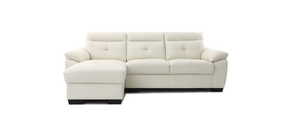 Divano angolare in pelle design bianco mountain miliboo