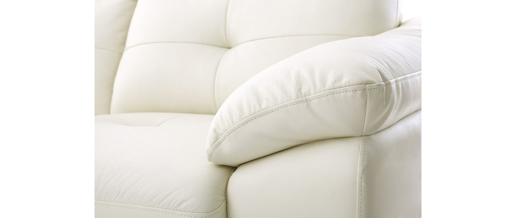 Divano angolare in pelle design bianco mountain miliboo