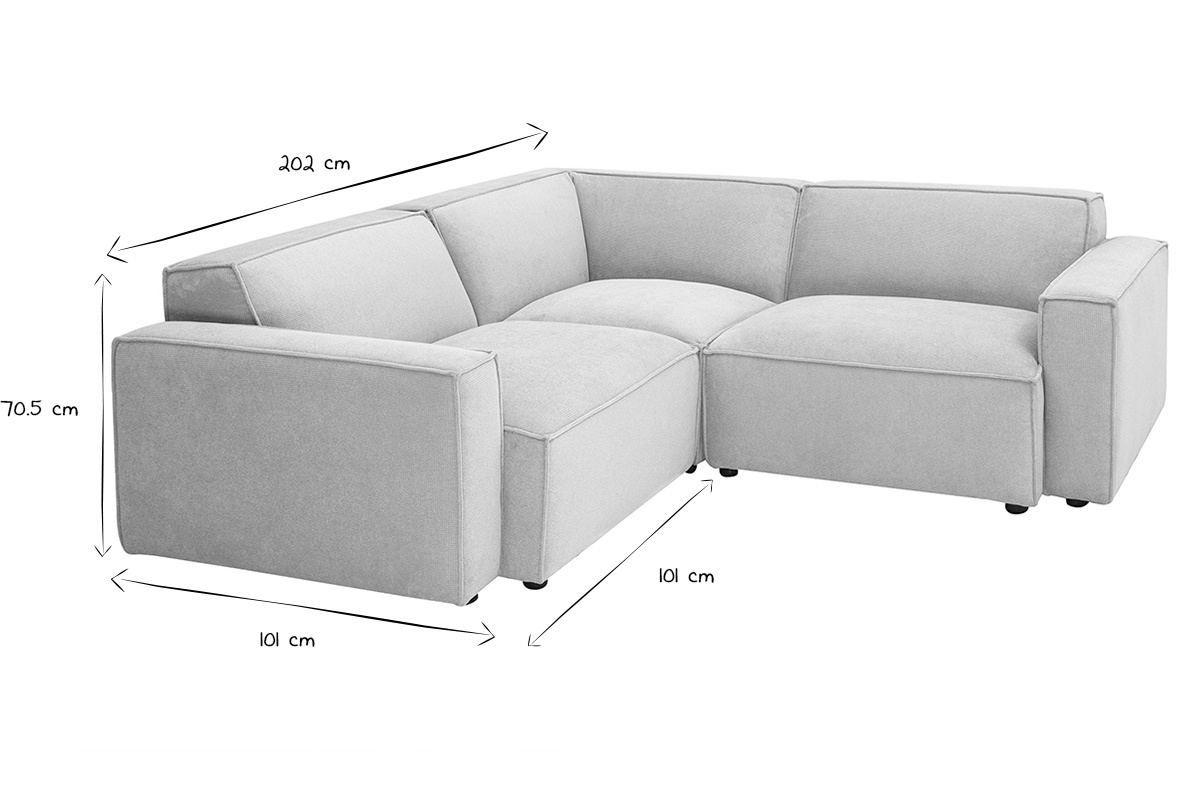 Divano angolare modulabile 3 posti in tessuto effetto velluto testurizzato beige SPLIT