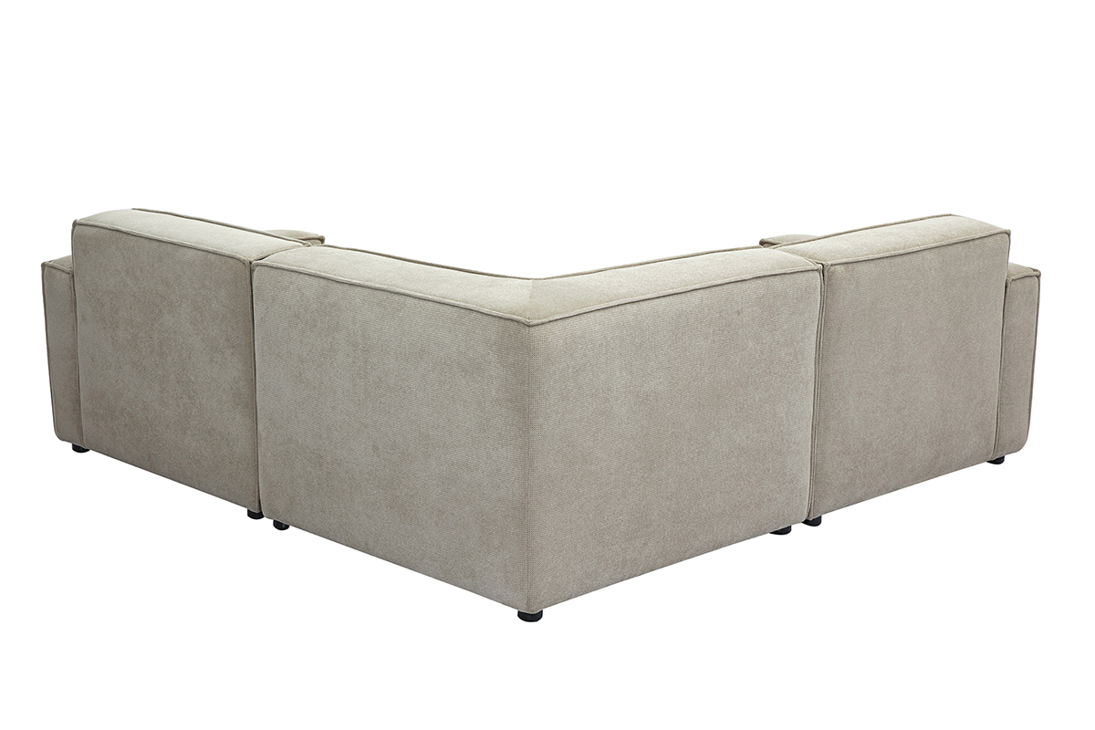 Divano angolare modulabile 3 posti in tessuto effetto velluto testurizzato beige SPLIT