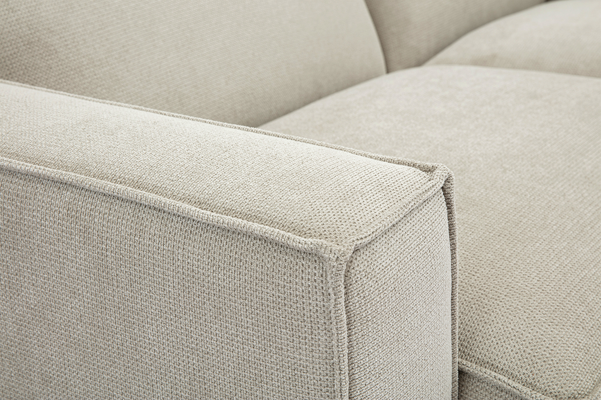 Divano angolare modulabile 3 posti in tessuto effetto velluto testurizzato beige SPLIT