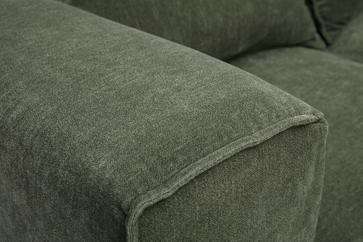 Texture del tessuto effetto velluto verde kaki del divano angolare modulabile KERRY