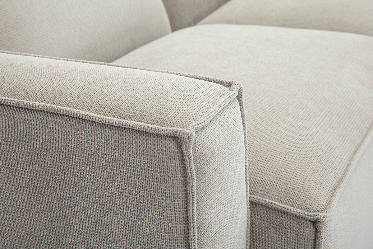 Divano angolare modulabile 5 posti in tessuto effetto velluto texturizzato beige SPLIT