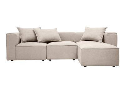 Divano angolare modulabile a 4 posti in tessuto effetto velluto testurizzato beige KERRY