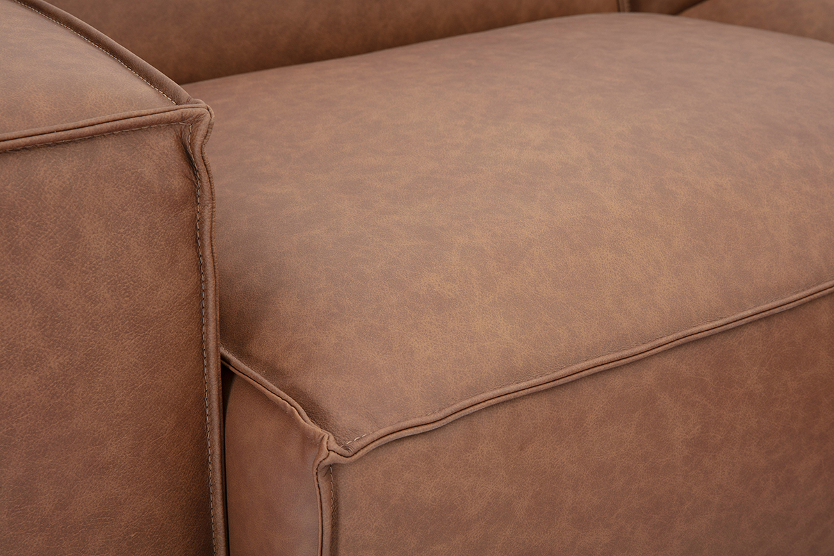 Divano angolare modulabile vintage 3 posti in pelle marrone SPLIT