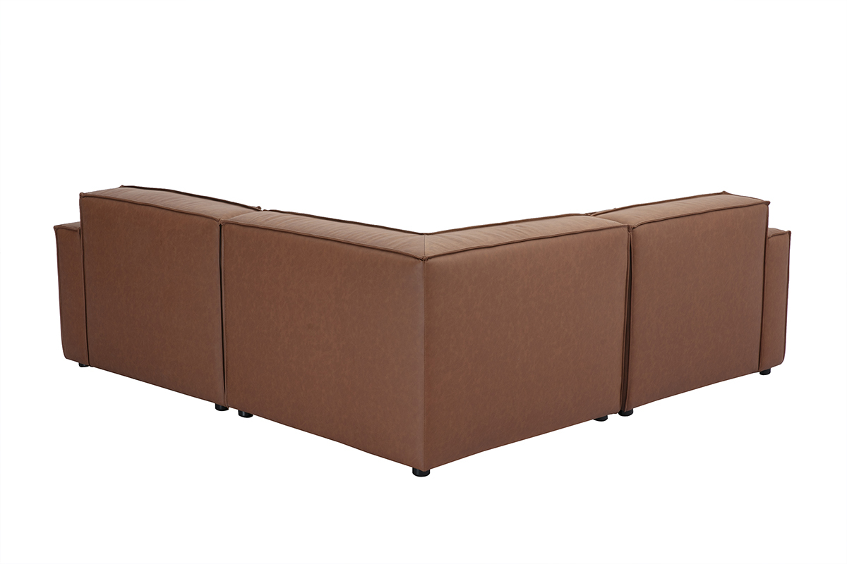 Divano angolare modulabile vintage 3 posti in pelle marrone SPLIT