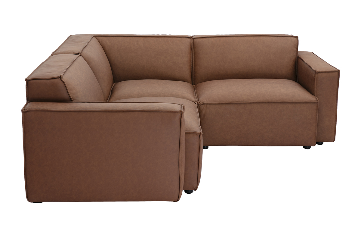 Divano angolare modulabile vintage 3 posti in pelle marrone SPLIT