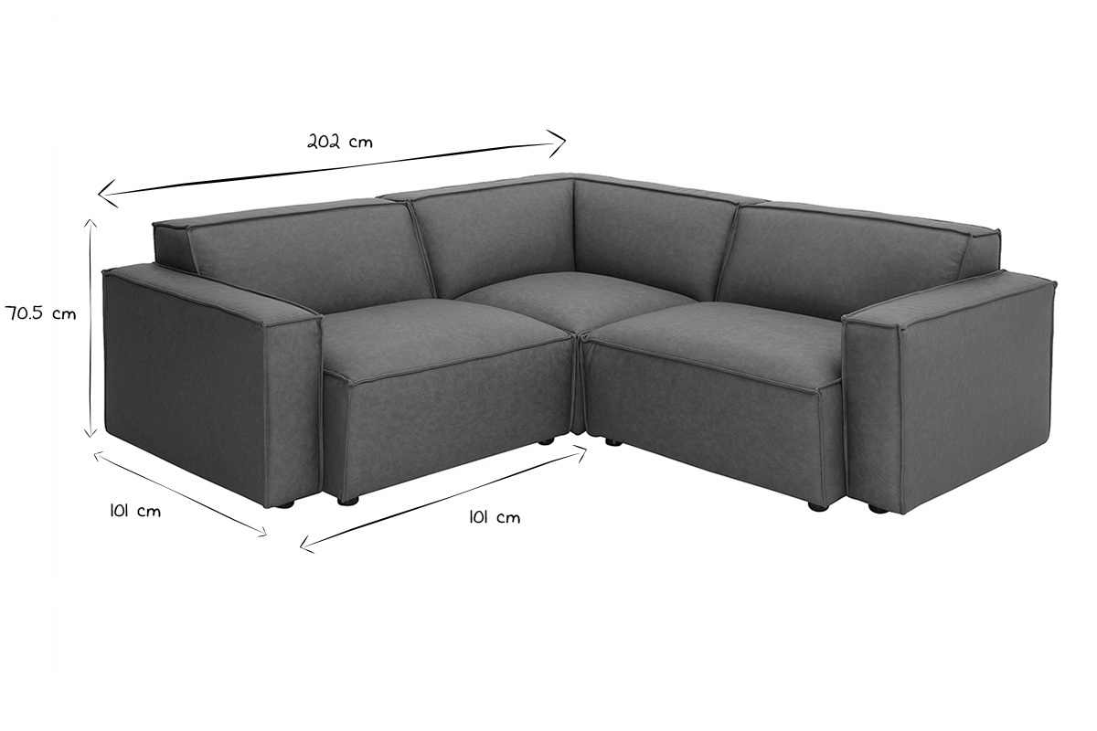 Divano angolare modulabile vintage 3 posti in pelle marrone SPLIT