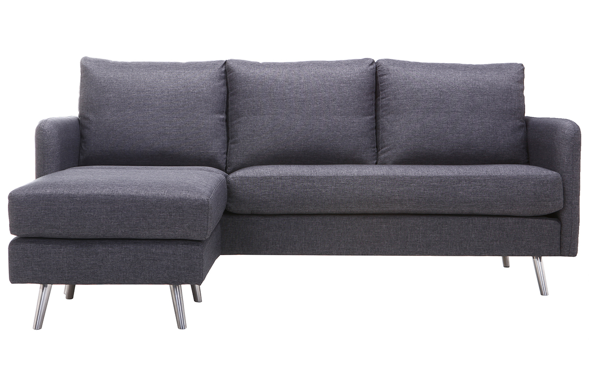 Divano angolare reversibile design 3 posti grigio scuro BART