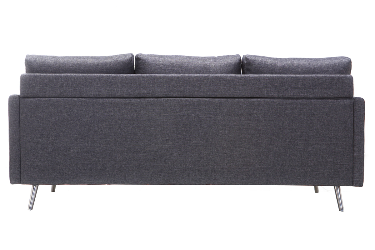Divano angolare reversibile design 3 posti grigio scuro BART