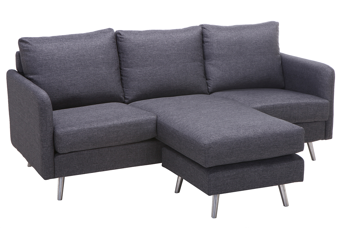 Divano angolare reversibile design 3 posti grigio scuro BART