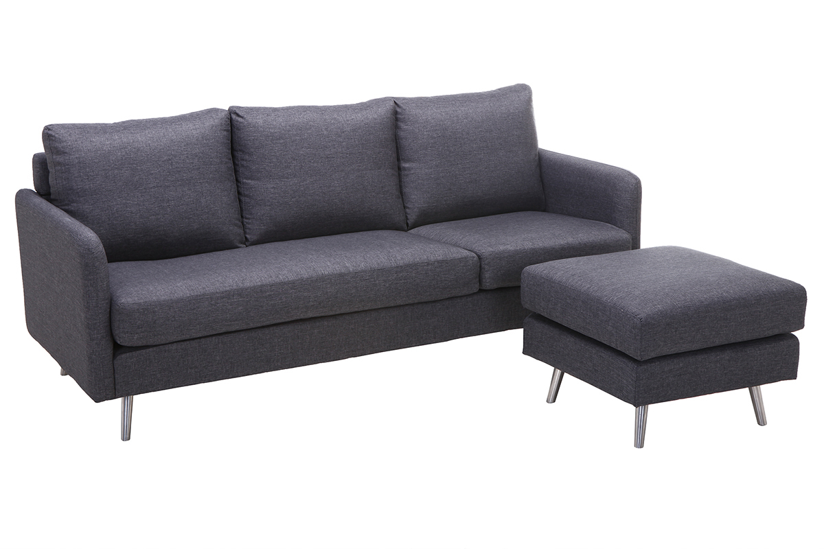 Divano angolare reversibile design 3 posti grigio scuro BART