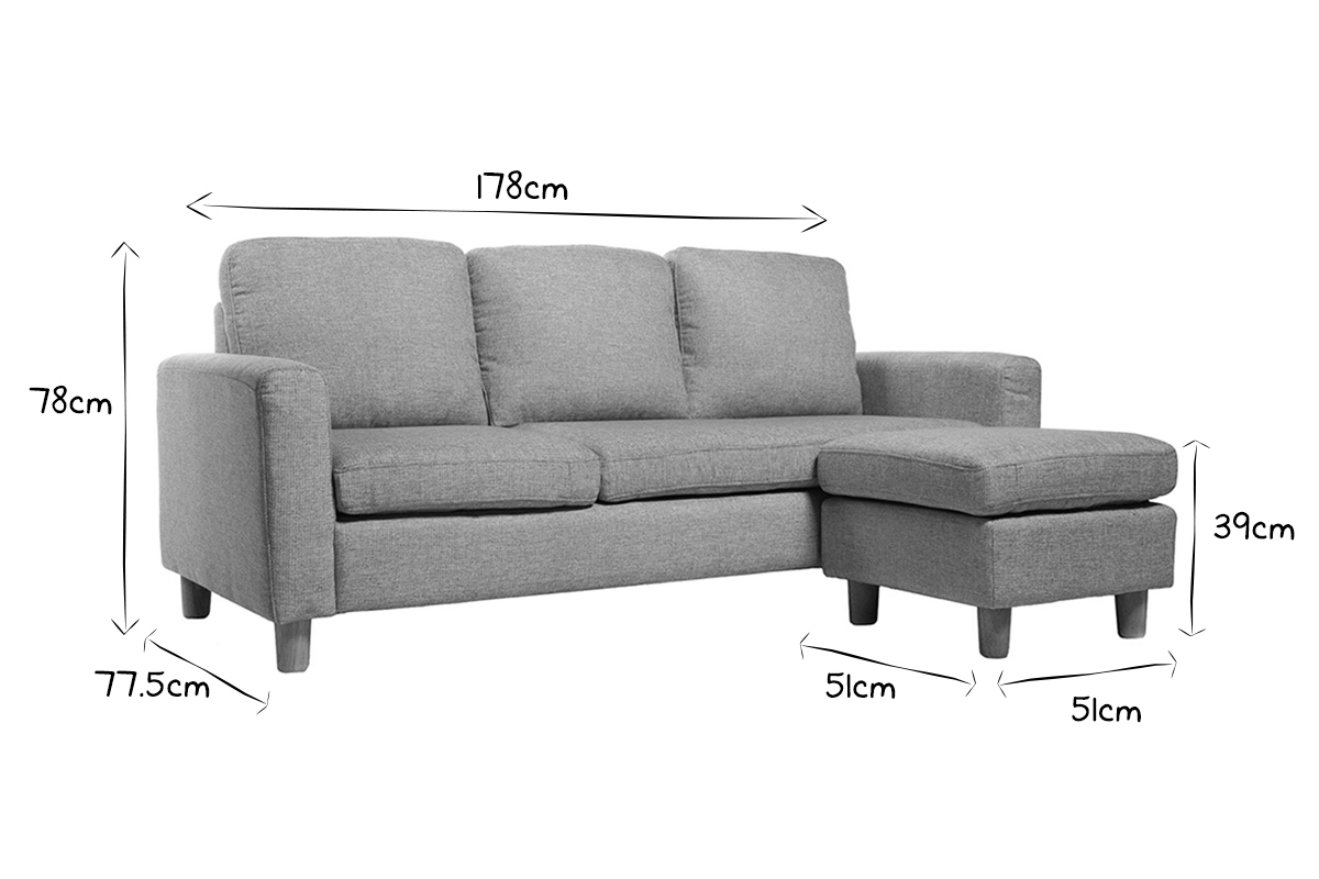 Divano angolare reversibile design grigio ALAMO