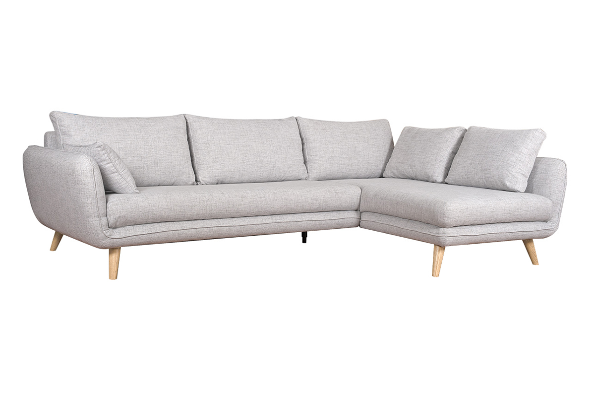Divano angolare scandinavo 5 posti grigio chiaro a chiazze CREEP