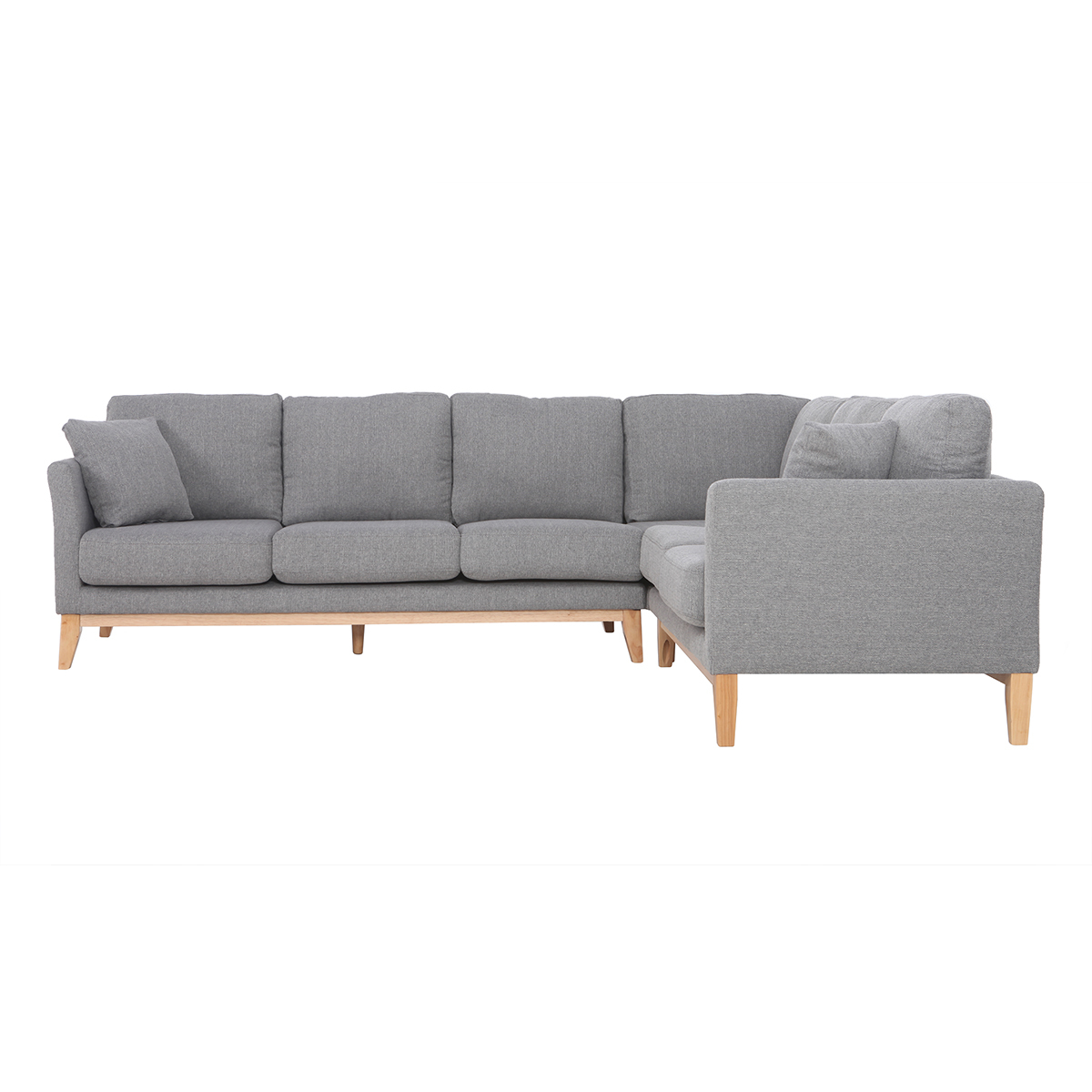 Divano angolare scandinavo a 5-6 posti in tessuto Grigio chiaro OSLO