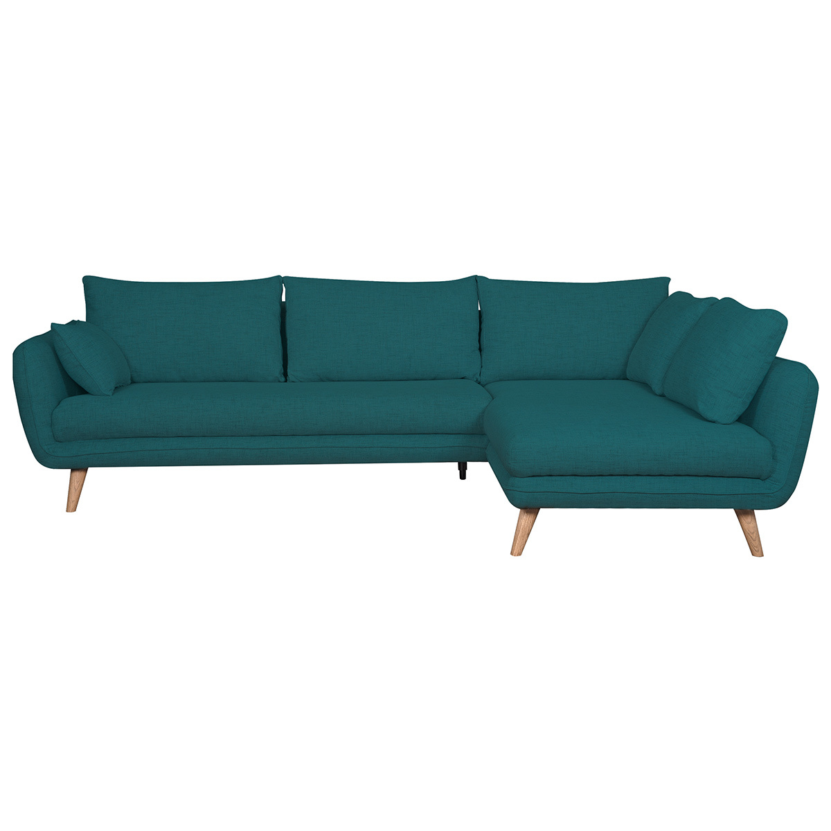 Divano angolare scandinavo con angolo a destra 5 posti blu pavone CREEP