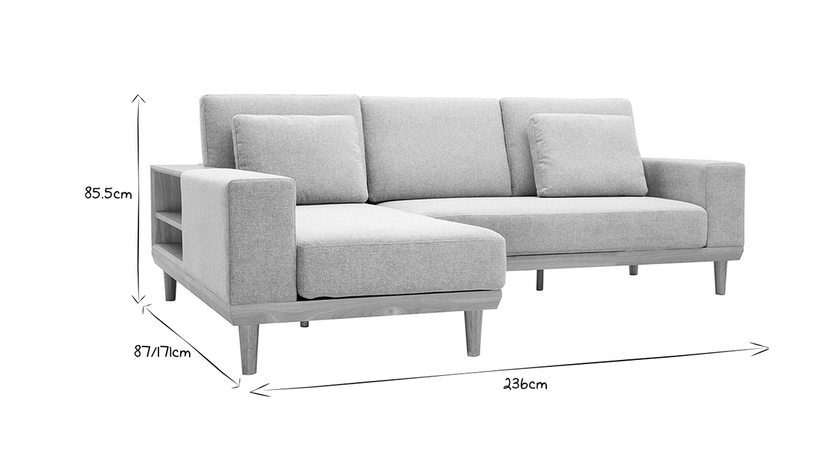 Divano Angolare Beliani Aberdeen Grigio Chiaro: Trasformabile, Con Letto E Gambe In Legno! - 4