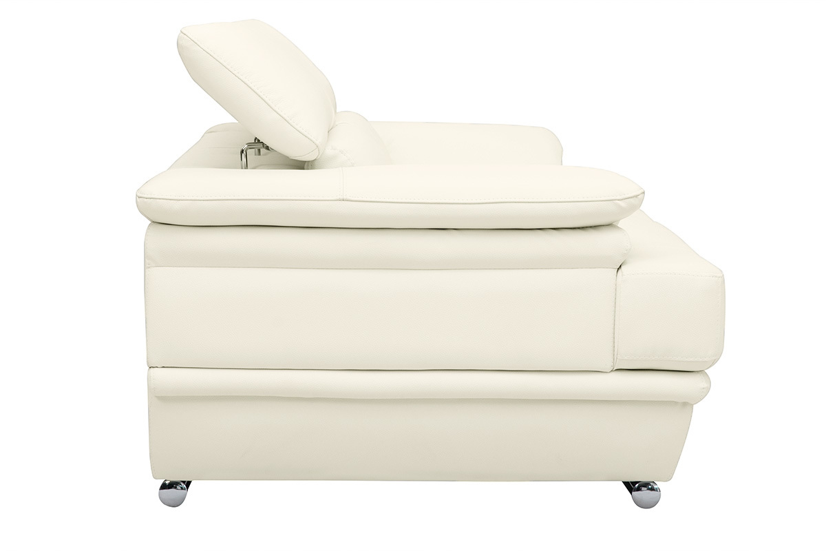 Divano bianco in pelle design 2 posti con poggiatesta reclinabile EWING