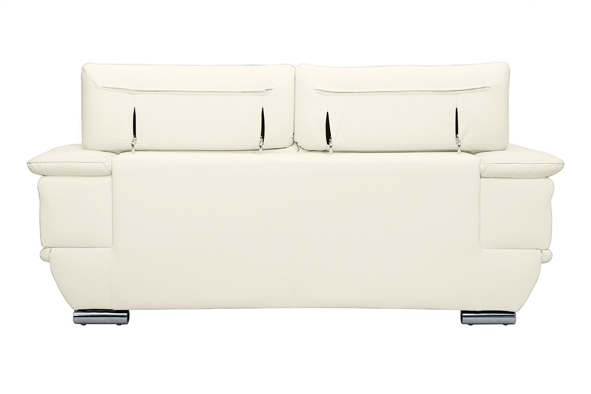 Divano bianco in pelle design 2 posti con poggiatesta reclinabile EWING